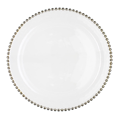 Pearl Round Gold Decoration Glass Charger Plate for Wedding Dinnerware Glass Plate