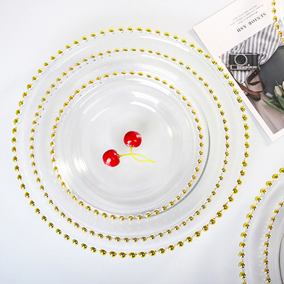 Pearl Round Gold Decoration Glass Charger Plate for Wedding Dinnerware Glass Plate