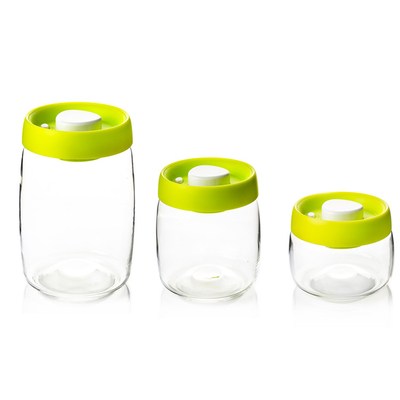 Wholesale Vacuum Jar Food Storage Canister Transparent Borosilicate Glass With Color Lid