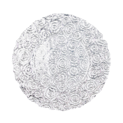 Wholesales Roes Embossed Spray Color Decoration Glass Charger Plate
