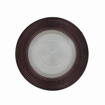 Hot selling High Quality White Embossed Elegant Decoration Glass Charger Plate
