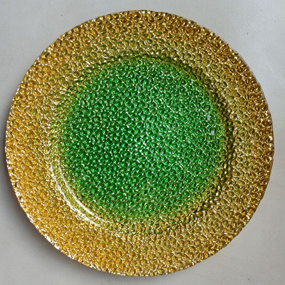 Hot selling High Quality Blue Silver Decoration Glass Charger Plate