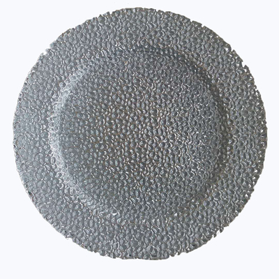 Hot selling High Quality Blue Silver Decoration Glass Charger Plate
