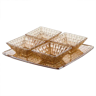 High Quality Gold Spraying 33*2.1cm Glass Charger Plate for Dinnerware