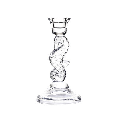 Hot sales customized Sea horse clear crystal glass candelabra candlestick holder