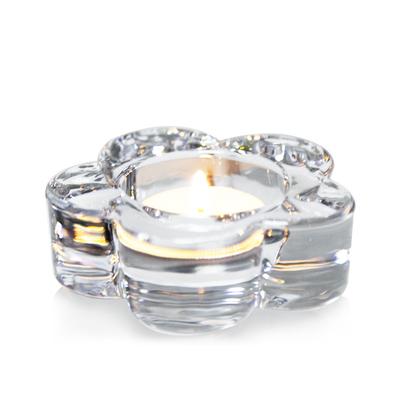 Unique creative flower clear crystal glass candelabra candlestick holder