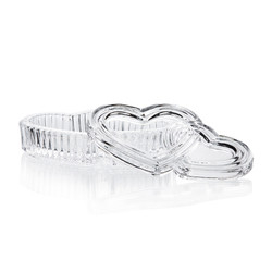 Crystal glass double heart jewelry gift box, jewelry case