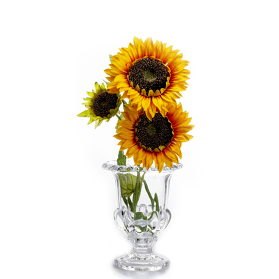 Crystal Flower Glass Vase Decorative Clear Glass Footed Vase