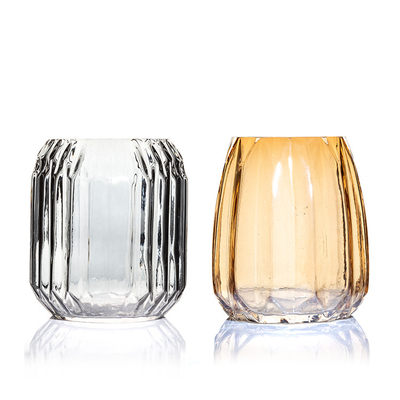 High Fashion "Wave" Top Embossed Smoke Ion Plating  Glass Vase