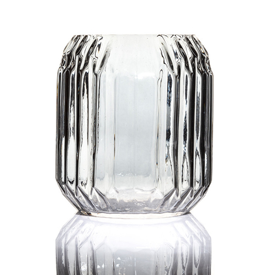 High Fashion "Wave" Top Embossed Smoke Ion Plating  Glass Vase