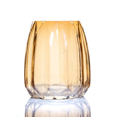 High Fashion "Wave" Top Embossed Smoke Ion Plating  Glass Vase