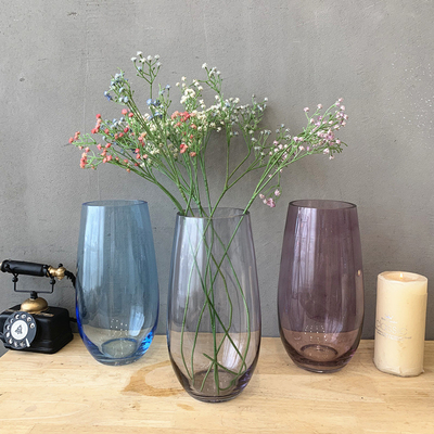 Indoor Decoration "Horizontal stripes"  Embossed Amber Ion Plating Vase Colored Glass Vase