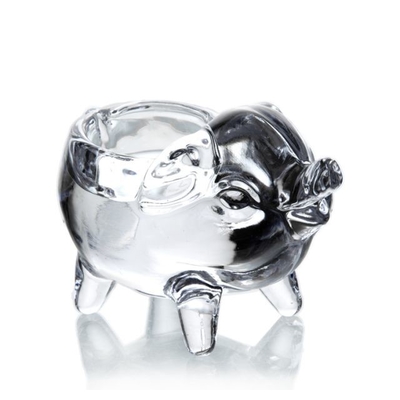 Simple Design Eco-Friendly Glass Transparent Animal Shape Pig Candle Holder for Home Decoration