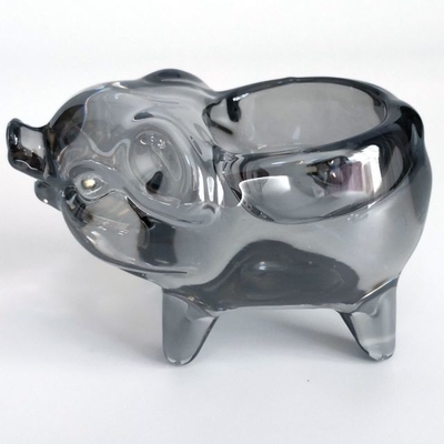 Simple Design Eco-Friendly Glass Transparent Animal Shape Pig Candle Holder for Home Decoration