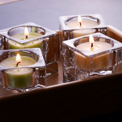 Factory Direct Transparent Glass Candle Holder with Tealight Set for party wedding decoration
