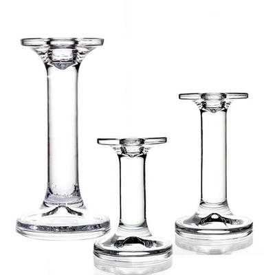 Wholesale clear pillar crystal glass candelabra candlestick holder
