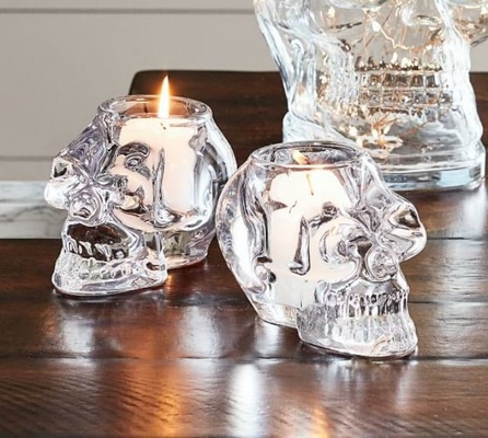 Luxury Decorative Simple  Custom Brand Transparent Candle Holder Bone Shape Tealight Set for party decoration