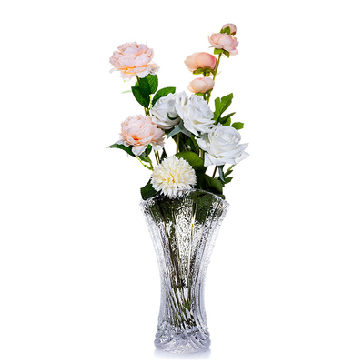 Custom Design Twist Shape Fashion Engraved Exquisite Glass Vase with Pattern Decorative