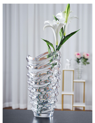 Factory Custom Well-design High Quality Rim Gold Decorative Clear Glass Wedding Vase