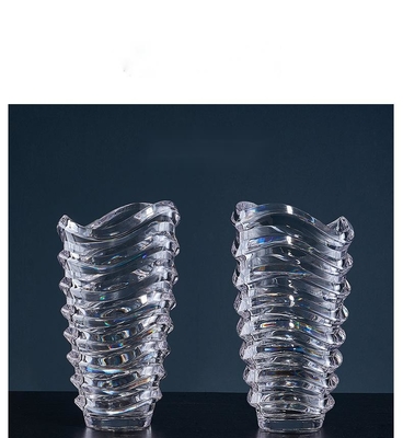 Factory Custom Well-design High Quality Rim Gold Decorative Clear Glass Wedding Vase