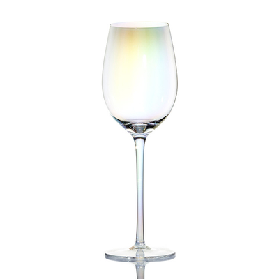 High Quality 6 Pieces Colorful Red Wine Ion Plated Tall Rainbow Crystal Wine Glass Set