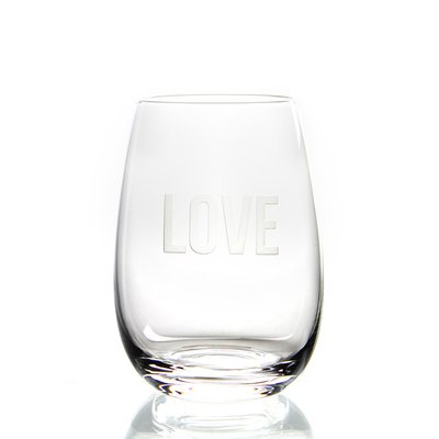 Best sellers transparent lead free crystal stemless red wine glass cup  with engraving decoration