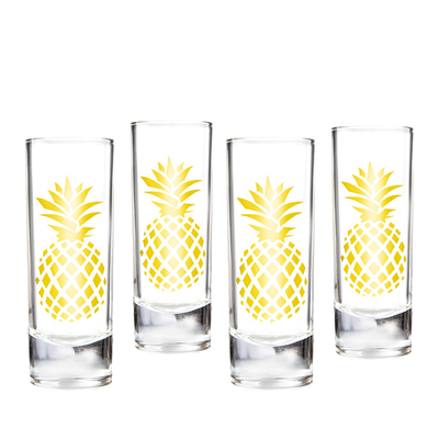 Wholesale Factory Price 60ml  Transparent Shot Glass With Decal Gold  Pineapple