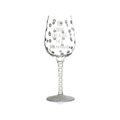 Custom Pattern Unique Shape 404ml Glitter Polka Dot Stemware Glass Gift