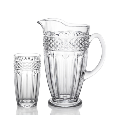 1.4L Machined Made Glass Water Carafe Old Fashion With Hiball Glass