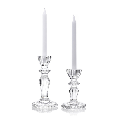 Customized Transparent Glass Candle Holder , Candelabra Candle Holder For Hotel