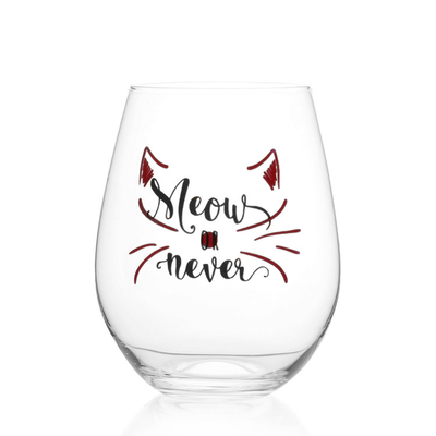 Novelty Applique Creative Festive Glass Cat Theme Wine Glass Gift