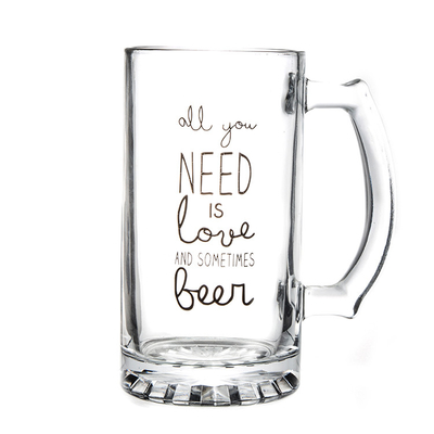 Customized Oversized Festival Glass , German Wheat Beer Glass With Handle