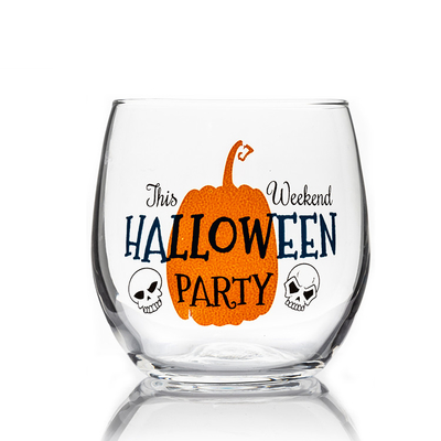 LFGB Certified Stemless Wine Glasses Custom Halloween Theme Glass Gift