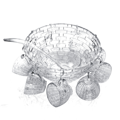 320ml Glass Plates And Bowls Glass Punch Bowl Set With 8 Cups