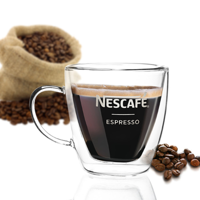 Wholesale Thermal Insulation Clear Glass Coffee Decal Custom Glass Double Layer