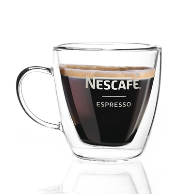 Wholesale Thermal Insulation Clear Glass Coffee Decal Custom Glass Double Layer