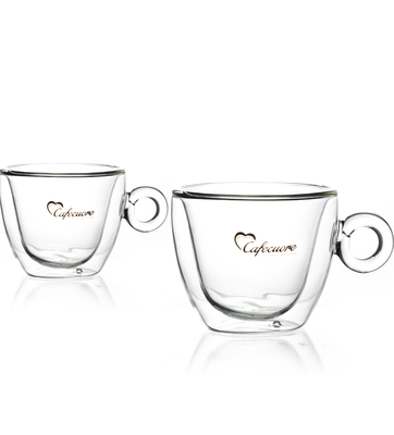 Wholesale Thermal Insulation Clear Glass Coffee Decal Custom Glass Double Layer