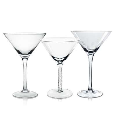 Transparent Goblet Cocktail Glass Crystal Cut Martini Glass For Bars