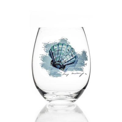 Household Soda Lime Handle Less Transparent Wine Glass Ocean Series Glass Gift