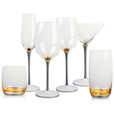 6pcs Festive Glass Christmas Champagne Flute Electronic Color Spray Wine Glass Set