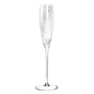 200ml Champagne Festival Glass , Christmas Wine Glasses With Stem Feather Patterned