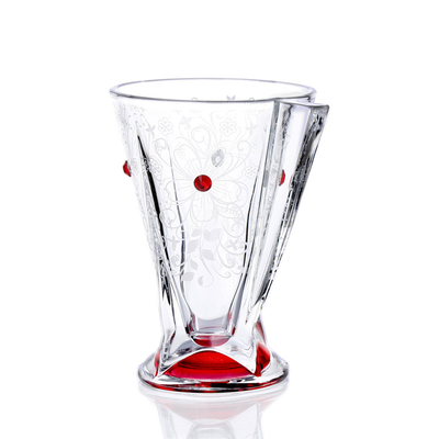 Red Decal Transparent Glass Reusable Coffee Cup With FDA Approval