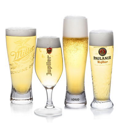 398ml Handmade round Beer Glass  Clear Pilsner Glass With Thick Bottom