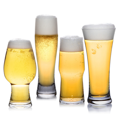 398ml Handmade round Beer Glass  Clear Pilsner Glass With Thick Bottom