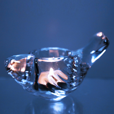Transparent Taper Glass Candle Holder Glass Bird Shape For Event