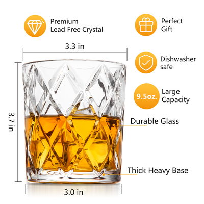 9.5 Oz 280ml Bourbon Tasting Glasses Lead Free Modern Luxury