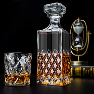 850ml House Glassware Glass Whiskey Decanter Set Classic Oxford Collection