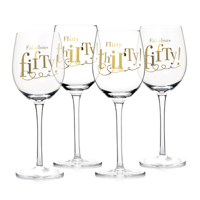 450ml Hand Blown Crystal Wine Goblets Classic With Vinyl Lettering