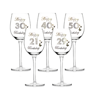 450ml Hand Blown Crystal Wine Goblets Classic With Vinyl Lettering