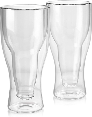 Insulated Double Wall Beer Glass Mug , 350ml Beer Glasss For Holiday